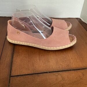 Verbenas Gaudi Pink Suede Peep Toe Espadrille Flats Made in Spain Womens 8.5